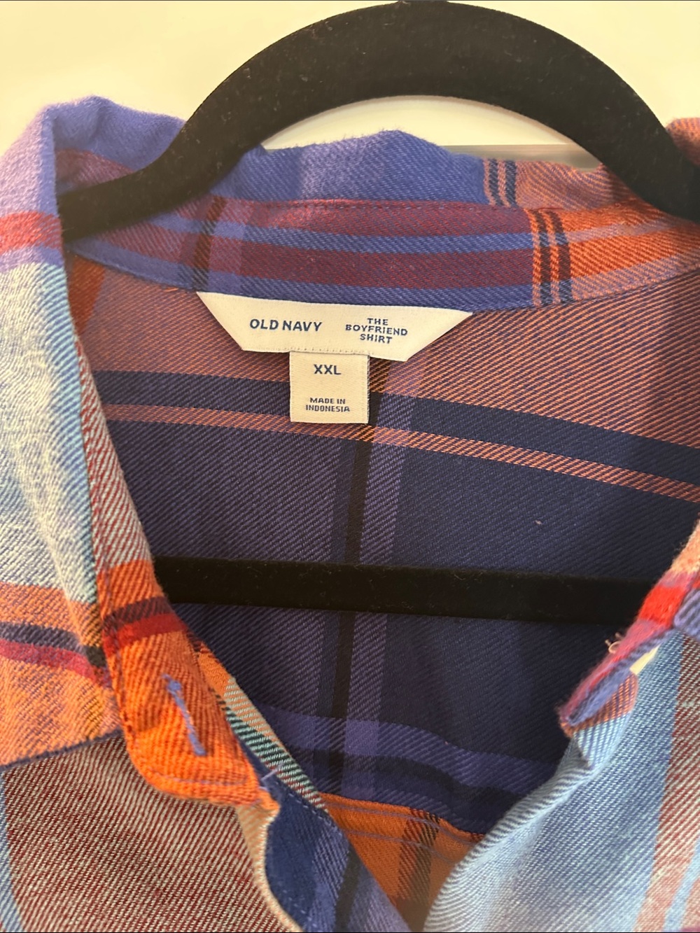 Old Navy Blue & Orange Plaid Button-Down Shirt